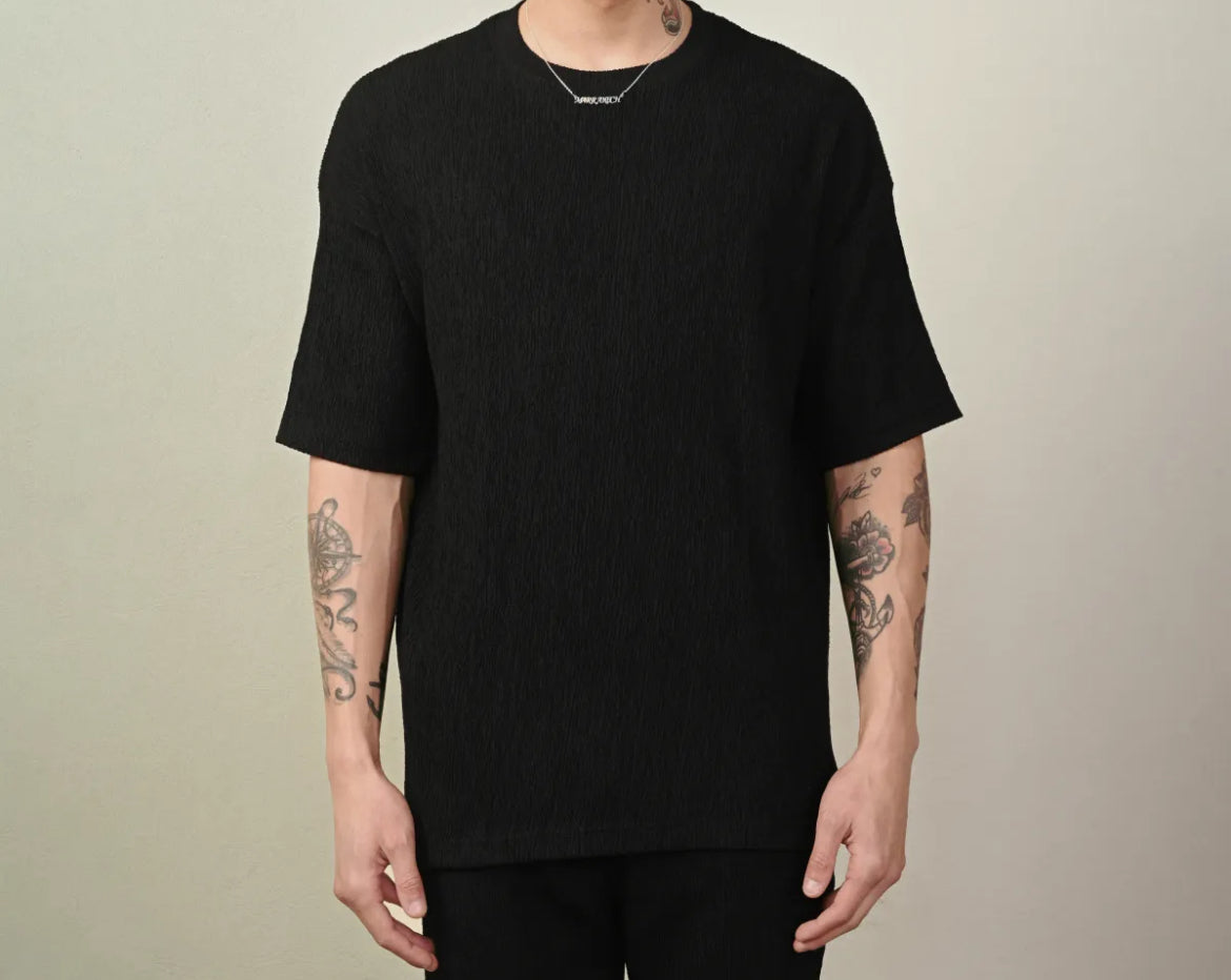 Gofre Kumaş Likralı Oversize T-Shirt