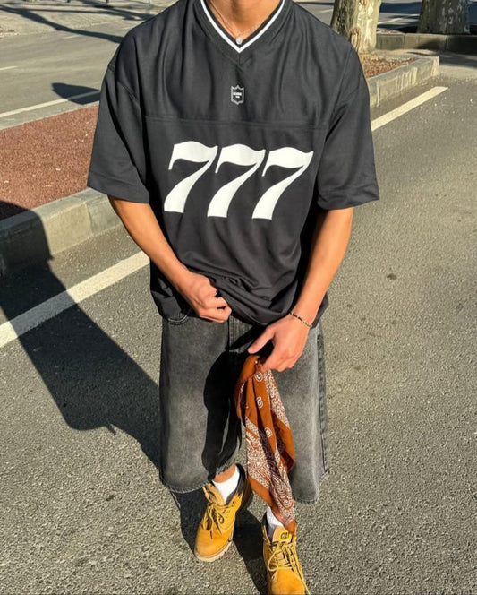 777 Baskılı Oversize Tişört