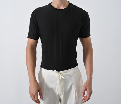 Nervür Çizgili T-Shirt