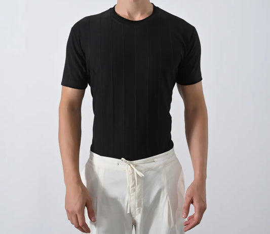 Nervür Çizgili T-Shirt