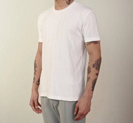 Nervür Çizgili T-Shirt