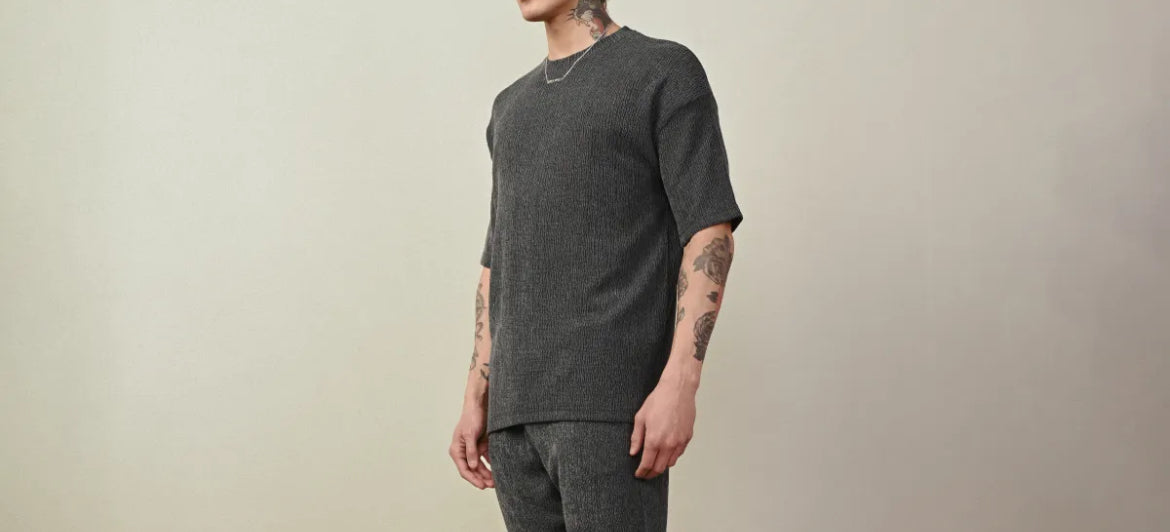 Gofre Kumaş Likralı Oversize T-Shirt